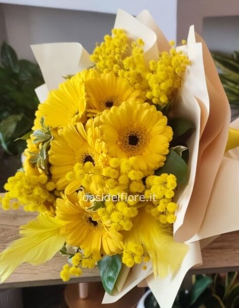 BOUQUET GIALLO con mimosa
